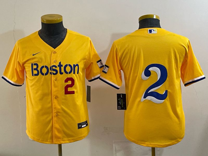 Youth 2025 Boston Red Sox 2 No Name Yellow Nike MLB Jersey 06
